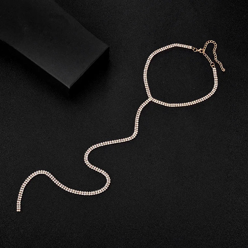 Fashion Full Rhinestone Chain Necklace For Women Statement Long Tassel Choker Crystal Collar Party Jewelry Neck Accessories