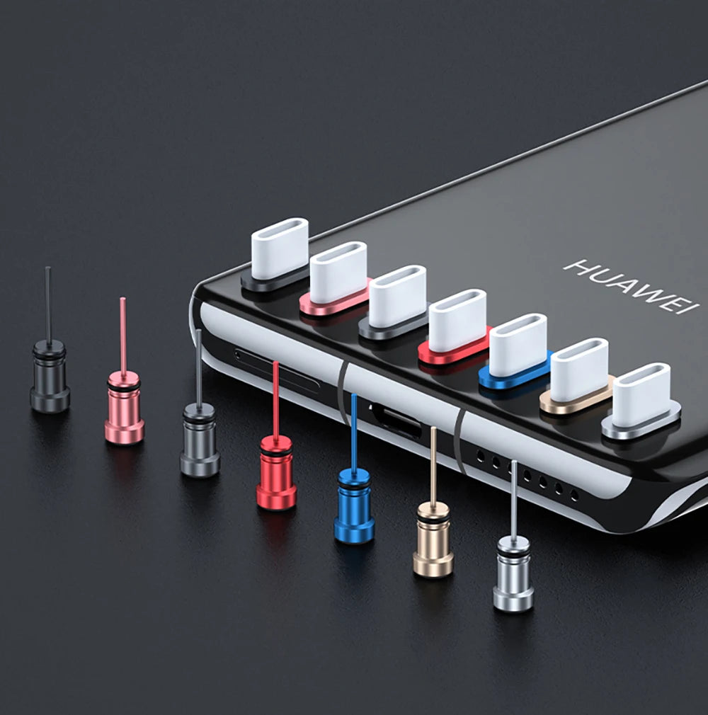 Metal Type C Dust Plug 3.5mm Earphone Jack Sim Card Pin Port Anti-dust Plug Cover Cap for Samsung Huawei Xiaomi iPhone Dust Plug