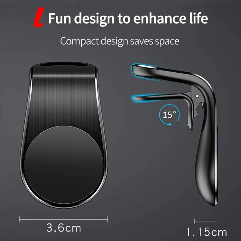 Metal Car Air Vent Magnetic 360° Rotatable Car Phone Holder Universal Mobile Phone Stand For IPhone 15 Samsung GPS Support Mount