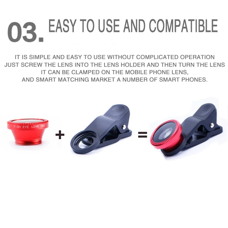 Universal 3in1 Fish Eye Lens Wide Angle Macro Smartphone Fisheye Lens Zoom For iPhone Samsung Xiaomi Mobile Phone Camera Lens
