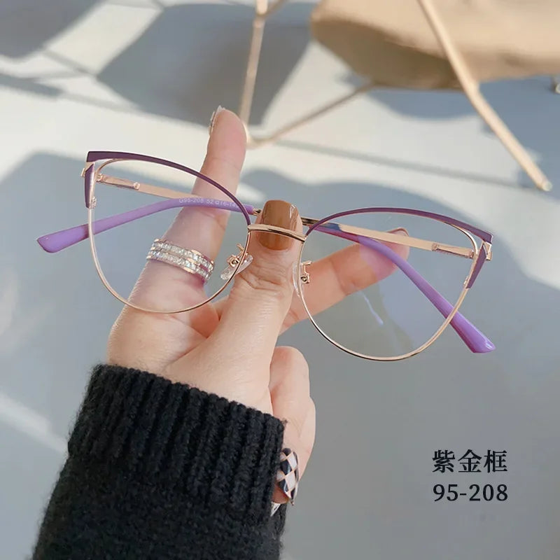 New Brand Design Retro Lady Cat Eye Glasses Frame Fashion Anti Blue Light Eyeglasses Computer Goggles Women Reading Glasses Men