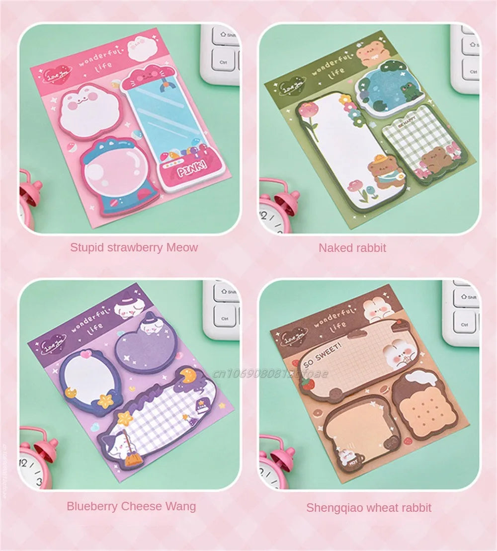60sheets Sticky Notes Cute Cartoon Colorful Memo Pad Ins Kawaii Stationery Posted Tabs Its Memo Message Paper School Supplies