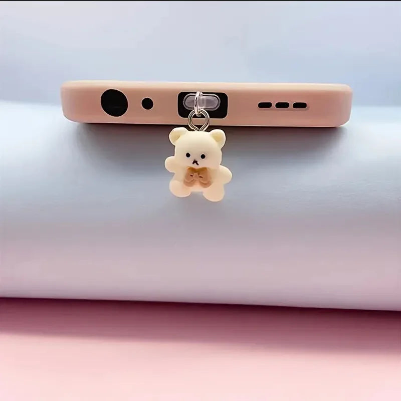 Cute Bear Phone Dust Plug For Iphone For Samsung Type-C Interface Decorative Accessories Dust Cover Dust Cover Kawaii