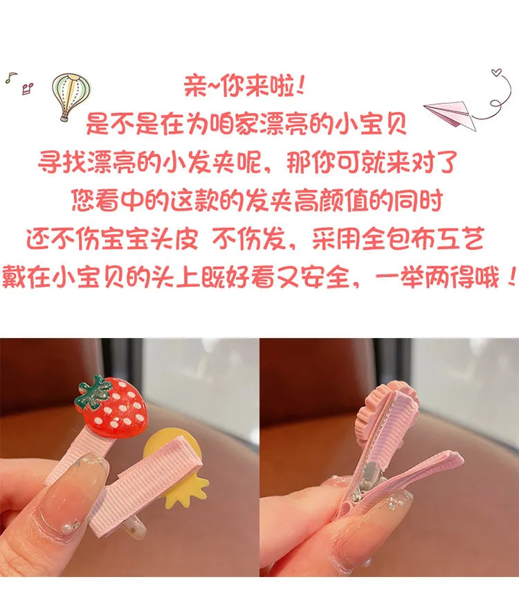 10 PCS Children Hairpin Fruit Hair Clips Baby Side Bangs Clip for Kawaii Girls Headdress Hair Accessories Baby Bows 2023 New