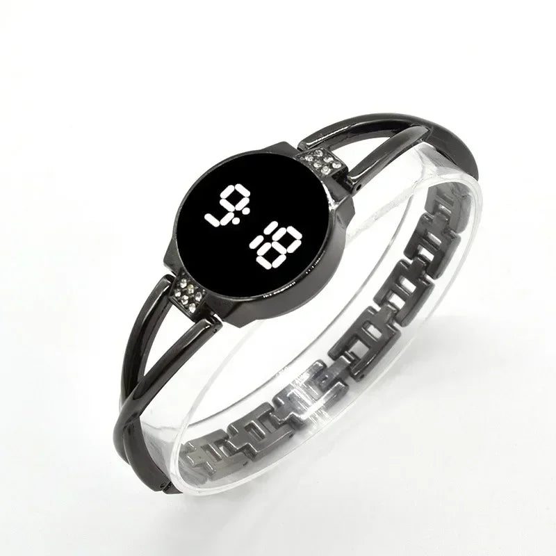 LED Fashion Watch for Women Bracelet Touch Screen Ladies Time Steel Band Electronic Student Ladies Simple Style Watches