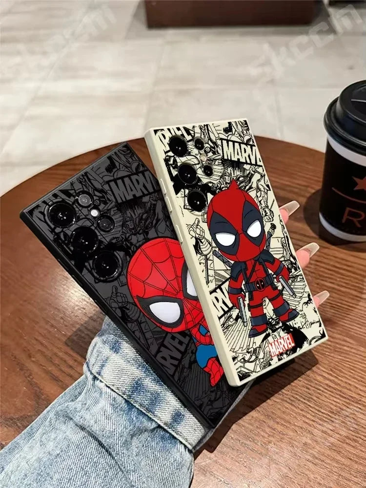 Marvel Spider Man Deadpool Phone Case For Samsung Galaxy S24 Ultra S23 FE S22 S20 Plus A15 A35 A50 A51 A54 A55 A71 A72 A73 Cover