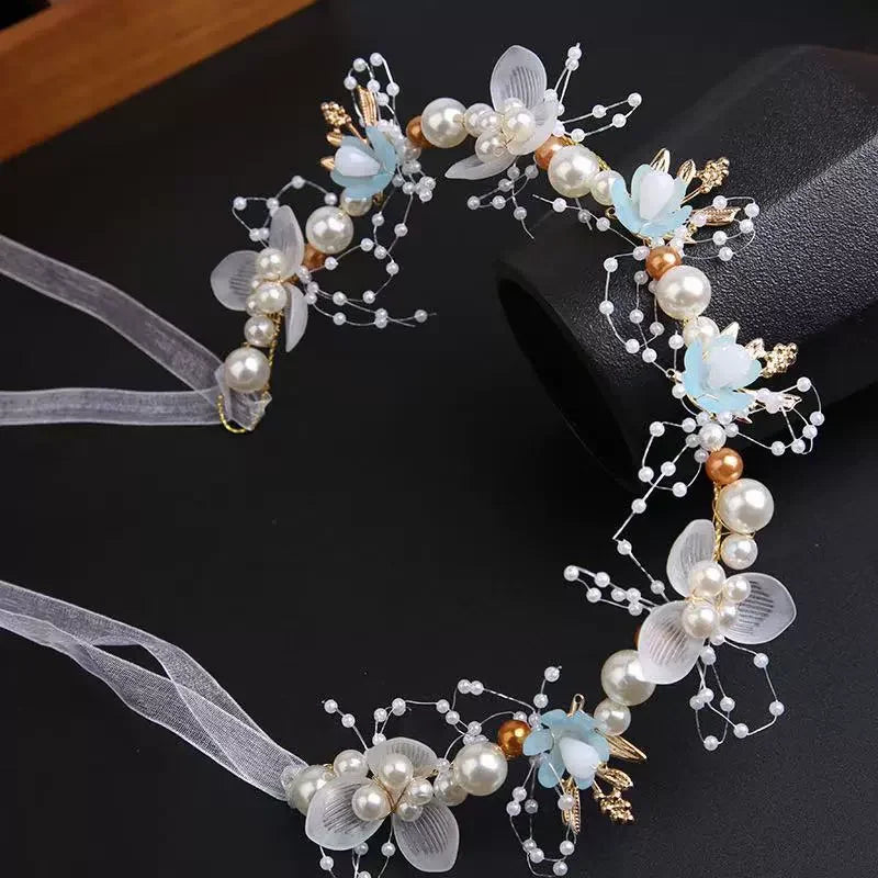 Elegant Girls Headband Imitated Pearl Hair Headdress Baby GirlsFlower Wreath Bride Garland Head Hoop Wedding Headbands Hair