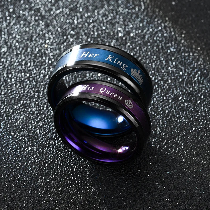 New Couple Rings Her King His Queen Stainless Steel for Women Men Crown Romantic Anniversary Wedding Bands Ring Jewelry Gifts