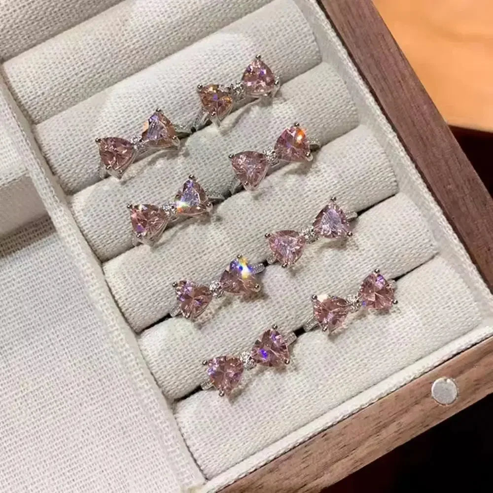 Fashion Bowknot Finger Rings Adjustable Bow Rings Jewelry Sweet Opening Ring Ornaments