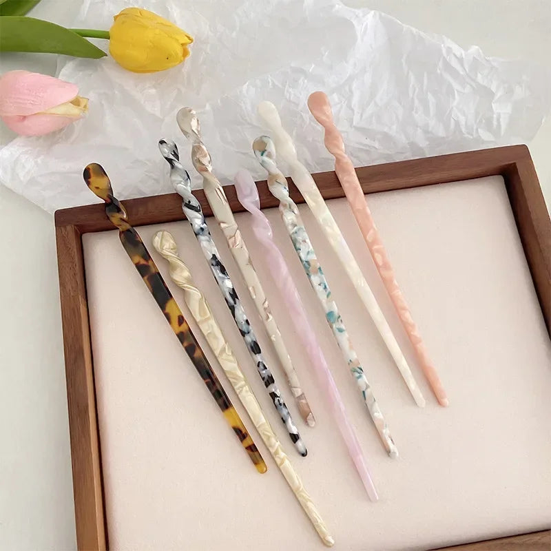 Chinese Style Hair Sticks Vintage Acetate Resin Chopstick Women Hairpins Clip Pin Headwear Wedding  Accessories
