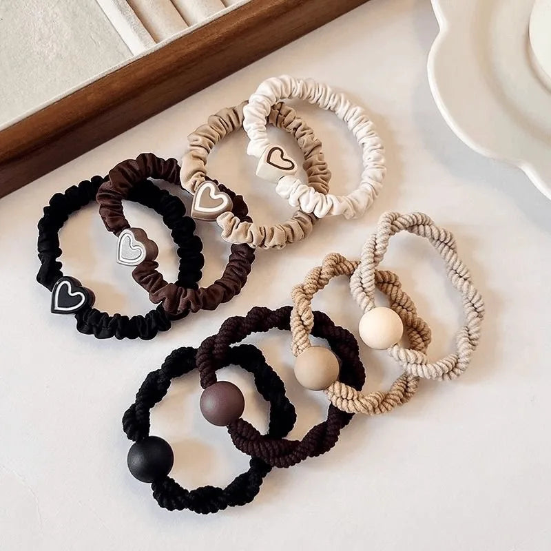 5pcs/Bag Women High Elastic Seamless Hair Rope Durable Bowknot Headbands No Crease Ponytail Holder Rubber Band Hair Accessories