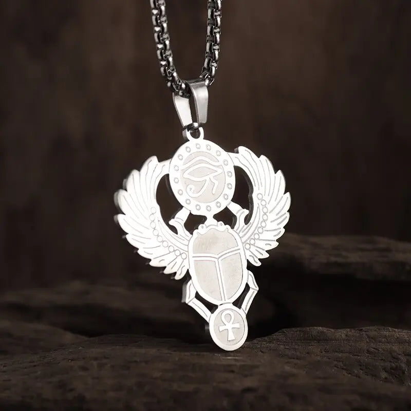 Shining Iced Out Ancient Egyptian God Eye of Horus Cross Pendant Necklace for Men and Women Hip Hop Trendy Amulet Jewelry Gift