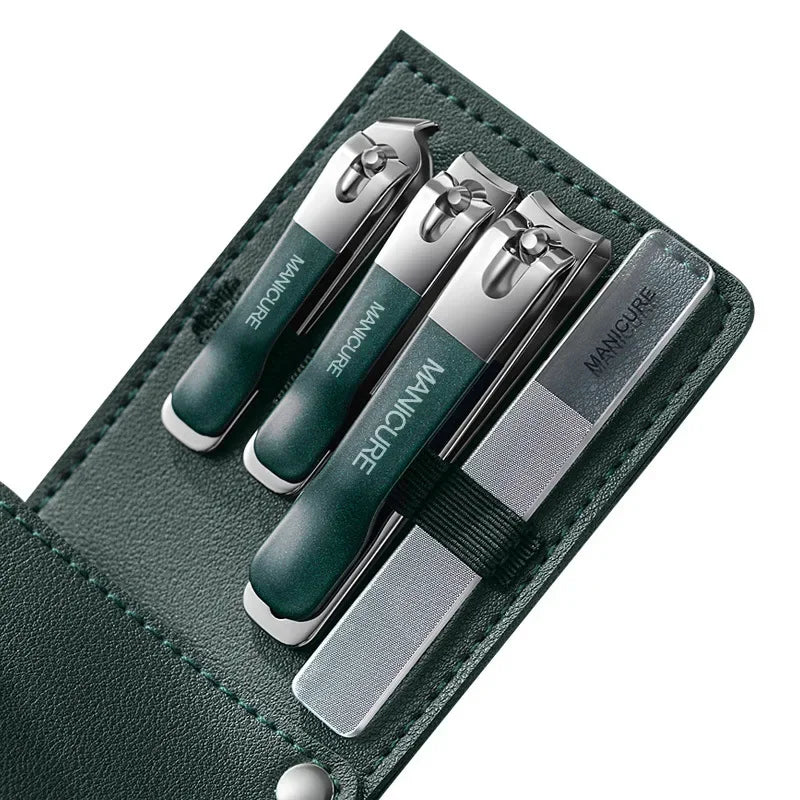 1/4 Pieces/set Manicure Set with Portable Leather Case and Nano Nail File - Fingernails & Toenails Clippers for Nail Care