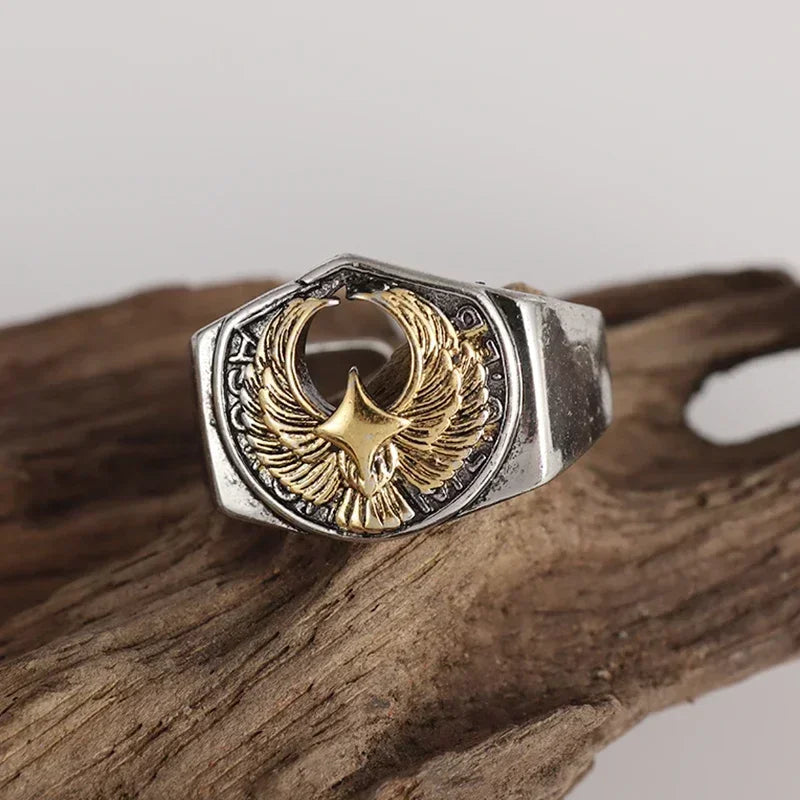 Punk Excalibur Open Ring Vintage Medieval Templar Shield Ring Men's Domineering Cool Trend Jewelry Gift