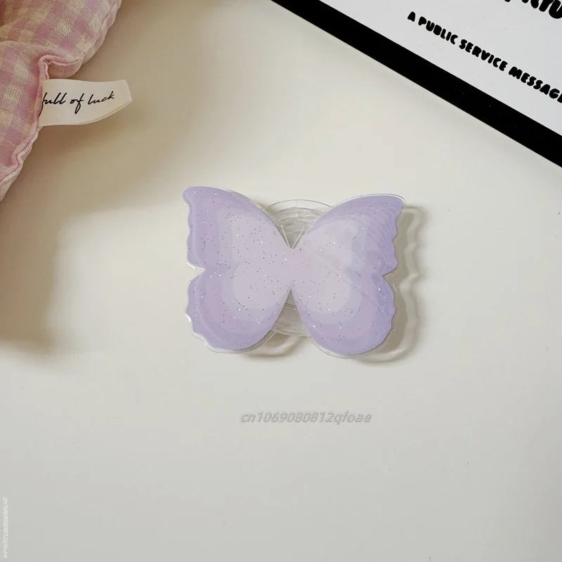 Cute Butterfly Phone Grip Tok Griptok Holder Ring For iPhone 15 Universal Accessories Lovely Bowknot Phone Stand Bracket Socket