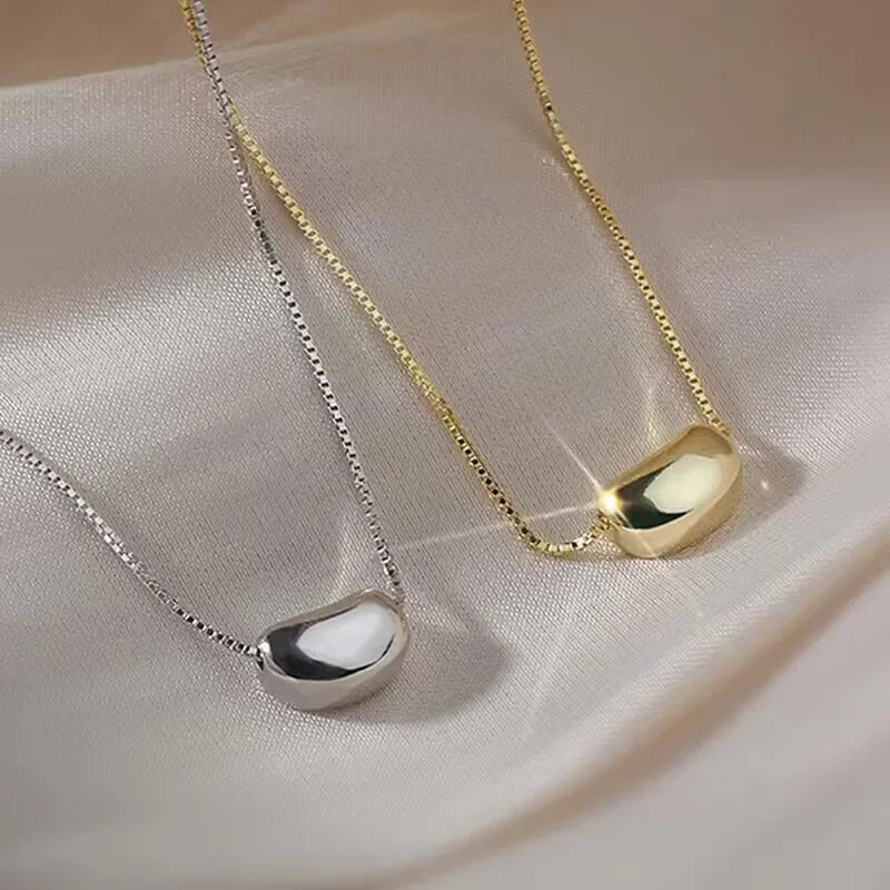 Exquisite Silver Color Chain Beans Pea Pendant Necklace for Women Goddess Gift Charm Chain Necklace Fashion Jewelry Wholesale