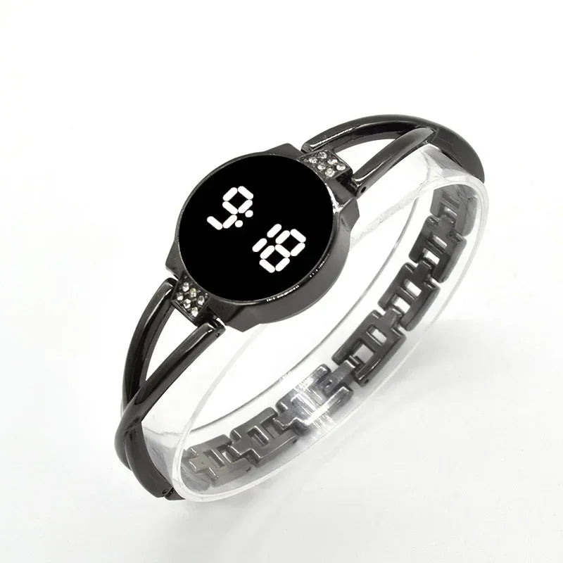 LED Fashion Watch for Women Bracelet Touch Screen Ladies Time Steel Band Electronic Student Ladies Simple Style Watches