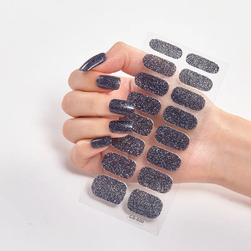 Baking Free Nail Stickers Wholesale Gradient glitter Nail Stickers Simple Waterproof Nail Sticker Full Color Solid Color Sticker