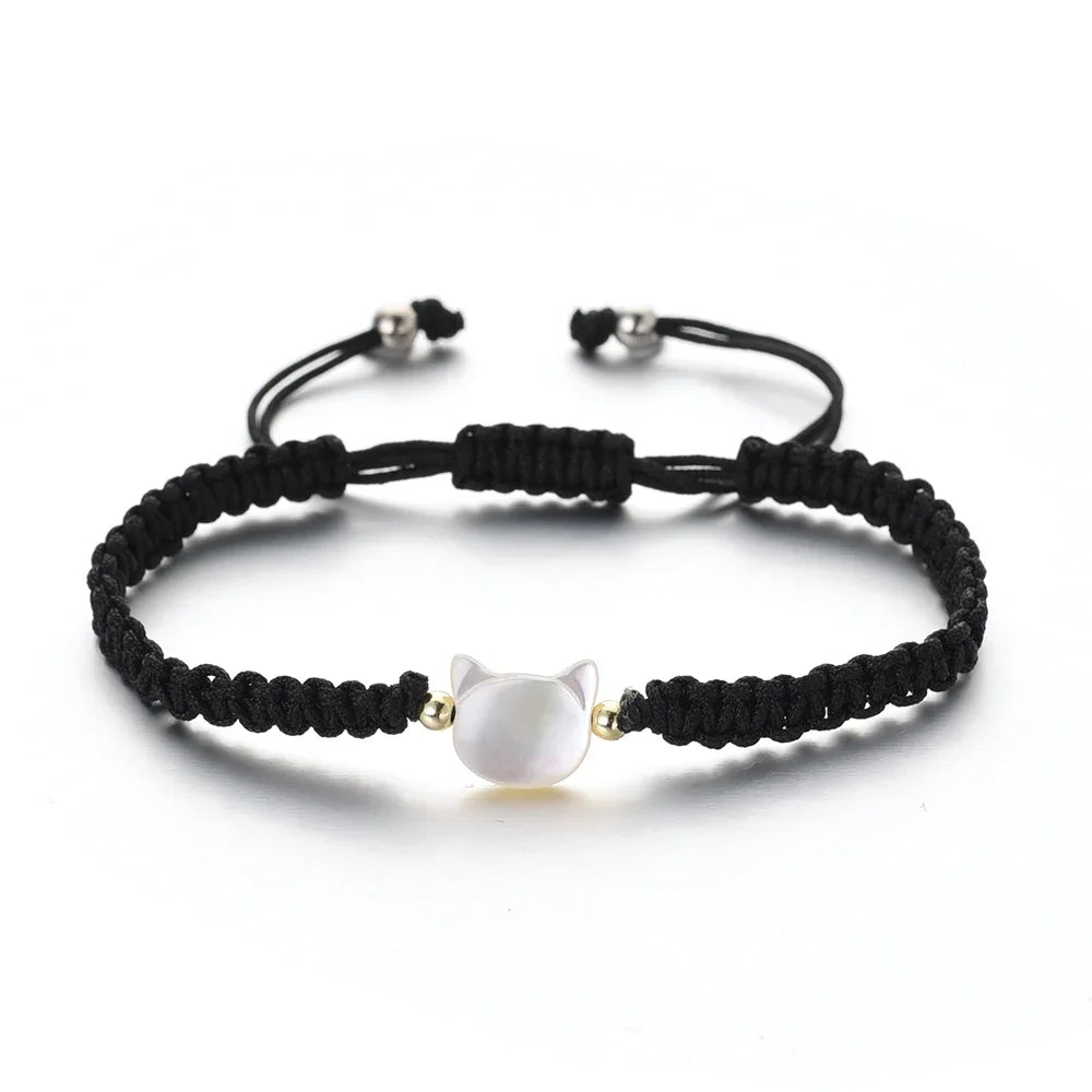 Natural Moonstone Obsidian Bracelets Minimalist Fidget Bracelet Handmade Cute Black White Cat Bracelet Party Accessories Jewelry