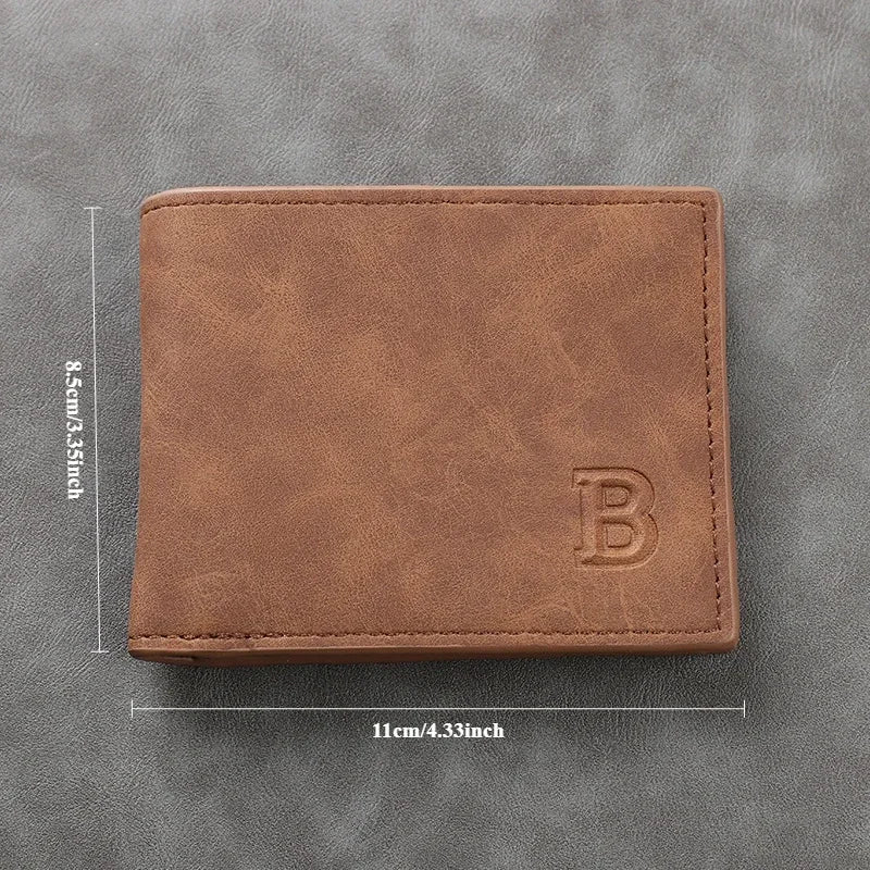 New Fashionable Vertical Retro 2% Off Multi Card Slot Wallet Matte Multi functional Leisure Multi card Slot carbon wallet men