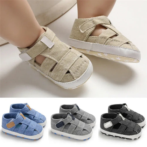 0-24montsh Infant Boys Canvas Shoes Moccasins Child Sandals Boys Summer Sandals Sneakers For Baby Boys Solid Black Sandals