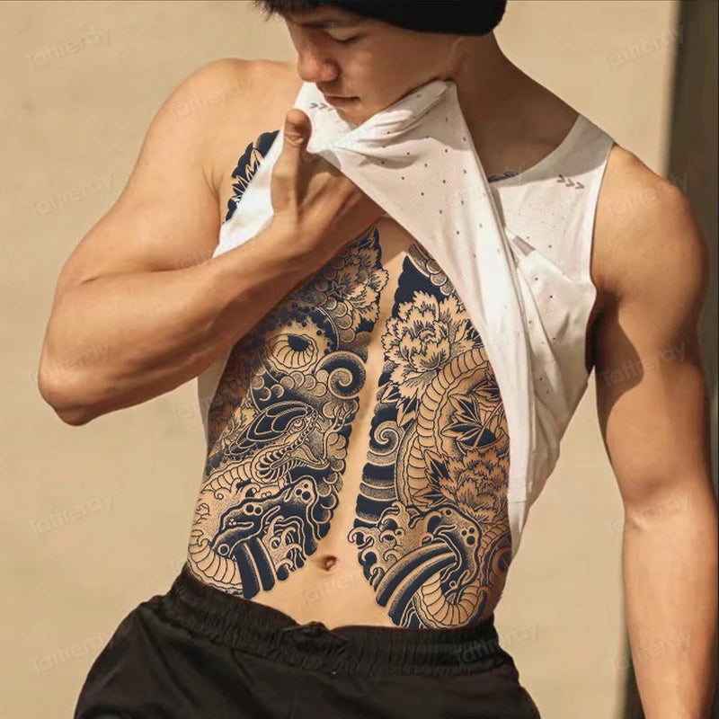 Angel Wings God Tattoo Stickers Realistic Juice Ink Semi Permanent Full Back Body Tattoo Temporary Lasting 2 Weeks Men Adult