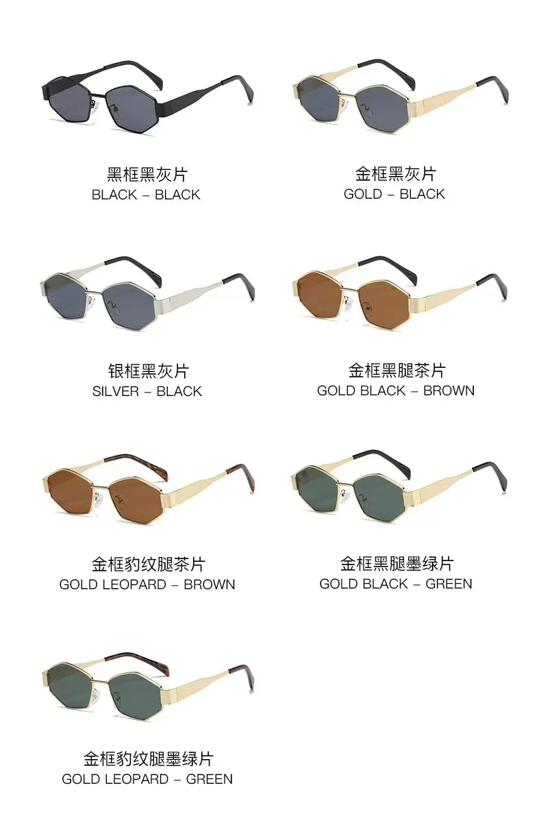 Fashion Hexagon Sunglasses Women 2025 Luxury Brand Design Unique Polygon Sun Glasses Men Vintage Small Frame Eyewear Shades