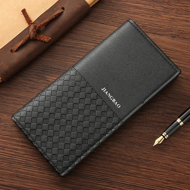 High-quality  Long Wallets for Men Brown Leather Rfid Blocking Bifold Slim Wallet Man Cash Envelope Zipper Coin Pouch  도매