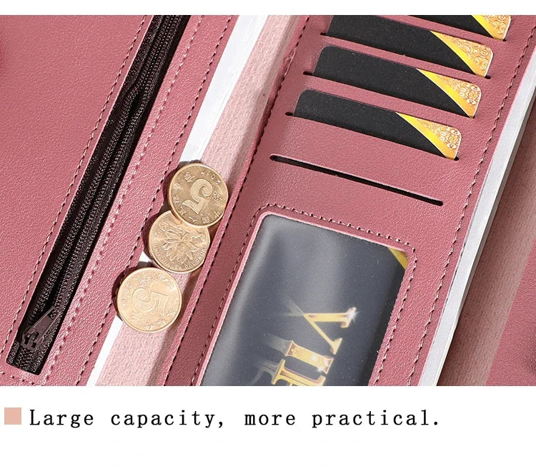 Women  Large Capacity Leather Wallet Cardholder Coin Purses Clutch Phone Credit Card Holder Ladies Luxury Bag