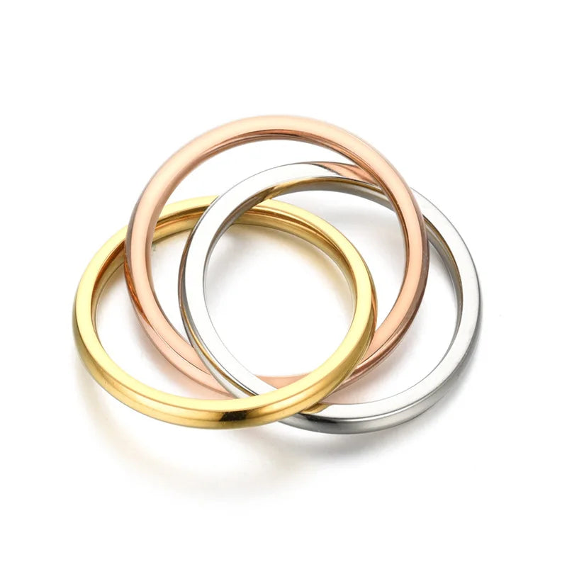Classical Triple Ring Interlocked Rings Wedding Jewelry Accessories Fashion Three In One Sets Stainless Steel Rings Women Gift