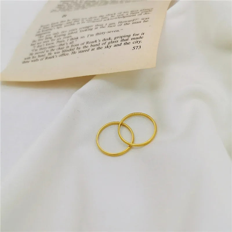 Titanium Steel 18K Gold Plated Joint Thin Woman Plain Ring Folded With Index Finger Pinky Tail Ring Jewelry