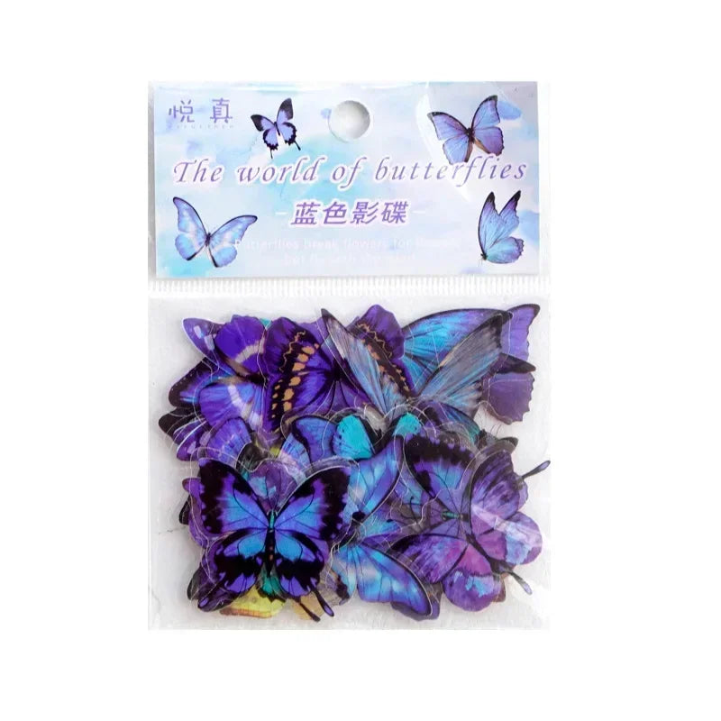 40pcs/pack Butterfly Series Stickers Art Collage Junk Journal DIY Scrapbooking PET Waterproof Craft Aesthetics Stickers