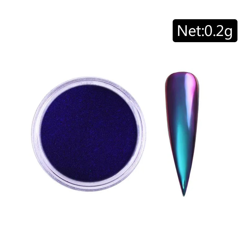 NICOLE DIARY Aurora Nail Powder White Chrome Pigment Pearl Rubbing Dust Mirror Effect Nail Art Glitter Manicure Nail Accessories