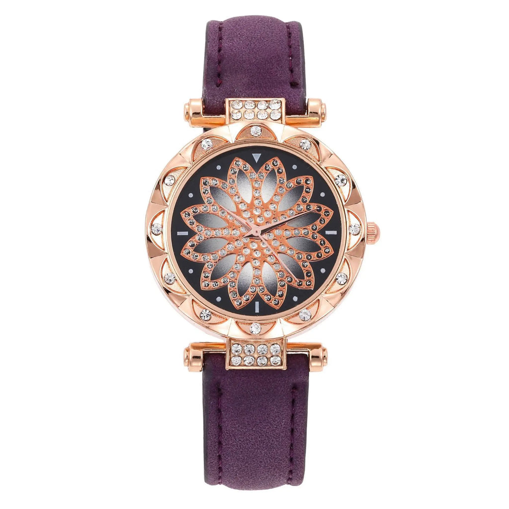 Ladies Watch 5pcs Set Watches for Women Leather Band Simple Casual Women's Analog WristWatch Bracelet Gift Montre Femme (No Box)