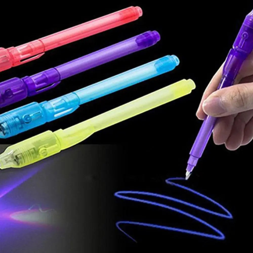 Luminous Light Pen Magic Purple 2 In 1 UV Black Light Combo Drawing Invisible Ink Pen Learning Education Toys for Child