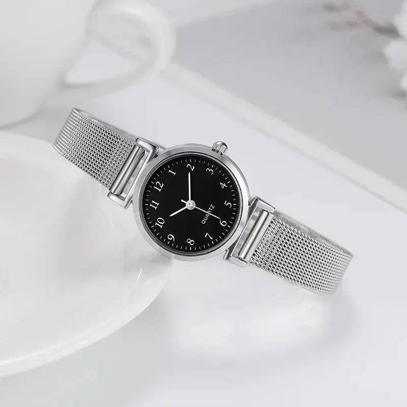 Simple Korean Version Women Watch Student Digital Compact Stainless Steel Mesh Strap Quartz Wristwatch Reloj Mujer Dropshipping