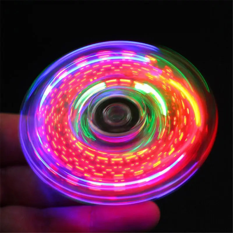 Novelty Multiple Changes LED Fidget Spinner Luminous Hand Top Spinners Glow in Dark EDC Stress Relief Toys