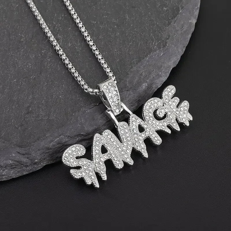Hip-Hop Iced Out Spades Playing Card Necklace Men\'s Personalized Street Hip-Hop Rock Trend Jewelry Cool Luck Necklace