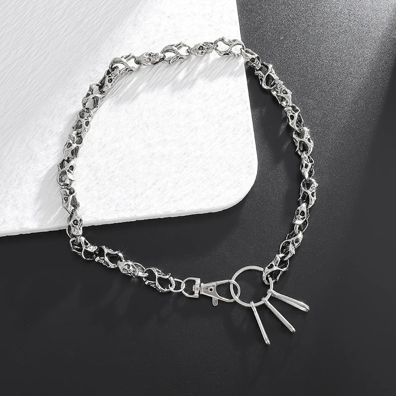 Slim Heavy Waist Chain Men Skull Keychain Wallet Chain Gothic Biker Fashion Accessories