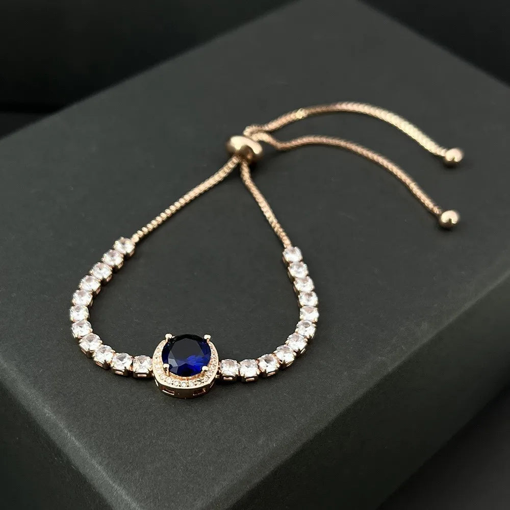 Sparkling Ajustable Tennis Bracelets For Women Men Punk Square Cubic Zirconia Hand Chain Rose Gold Plated Jewelry Gift KCH086