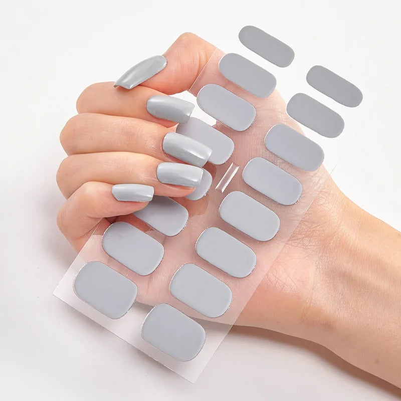 Baking Free Nail Stickers Wholesale Gradient glitter Nail Stickers Simple Waterproof Nail Sticker Full Color Solid Color Sticker