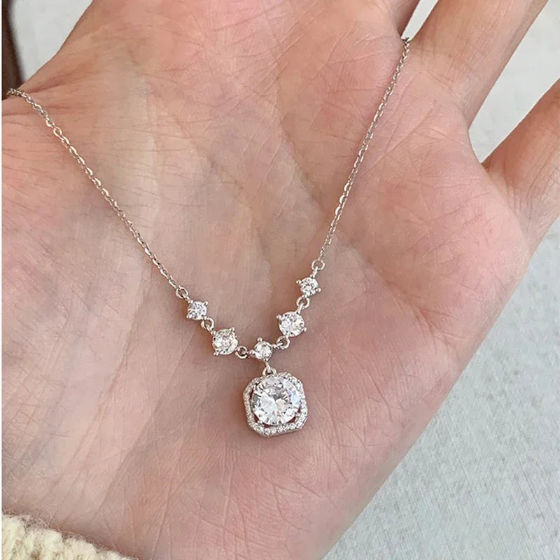 Zircon Pendants Necklaces For Girl Luxury Fine Jewelry Gift Female Wedding Gift Wholesale