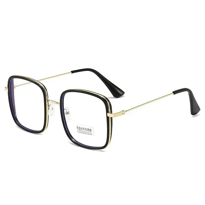 Woman Large Square Frame Glasses Ins Girl Fashion Transparent Reading Glass High-definition Anti-blue Light Computer Eyeglasses