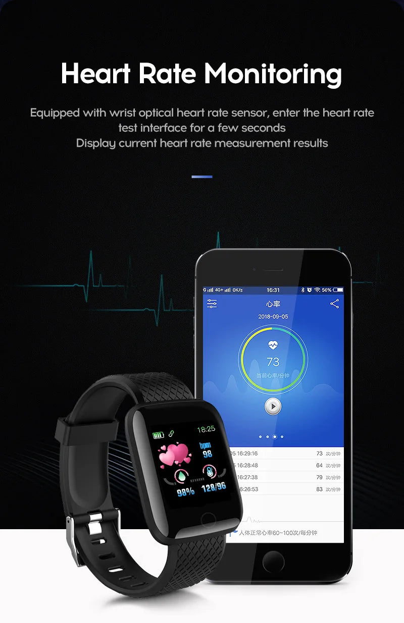New 116plus Smart Watch Women Men Full Touch Screen Sport Fitness Watch Man IP67 Waterproof Bluetooth For Ios Android Smartwatch
