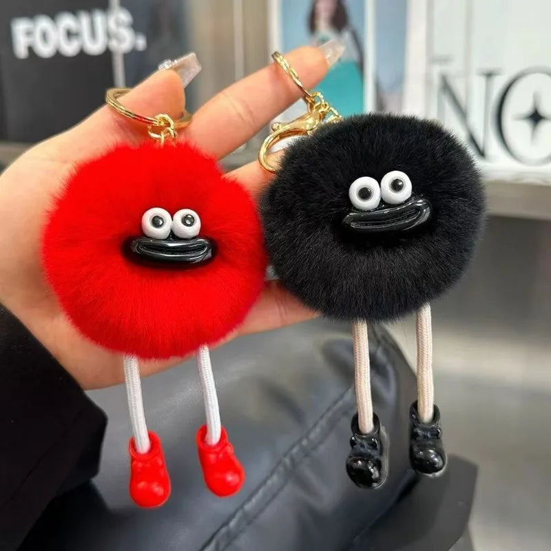 Cute Big Eyes Plush Toys Keychain Cartoon Briquettes Keychain Briquettes Car Keychain Pendant Korean Plush School Bag Pendant
