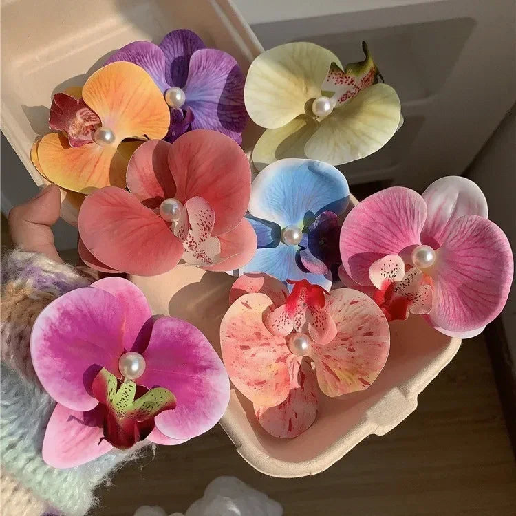 Phalaenopsis Pearl Hair Clip Flower Hairpin Orchid Butterfly Hairs Clip Hair Accessories Hair Styling Tools Bow Flower
