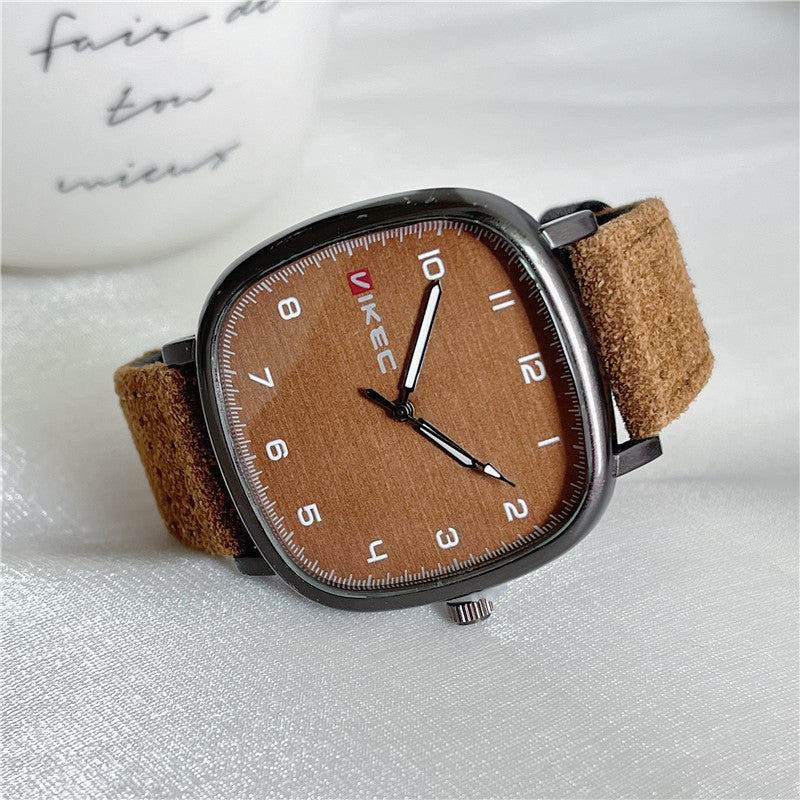 Brand Quartz Watch Youth Student Watch Vintage Square Dial Leather Belt Wristwatch Casual Fashion Men Women Gift Clock Wholesale