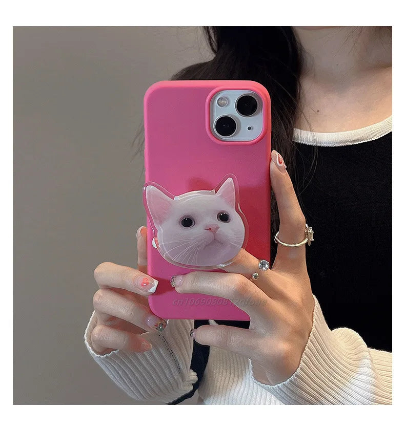 Korea Cute Cartoon Kitten Grip Acrylic Mobile Phone Holder Socket Stand Ring Cell Phone Support Bracket Smartphone Accessories