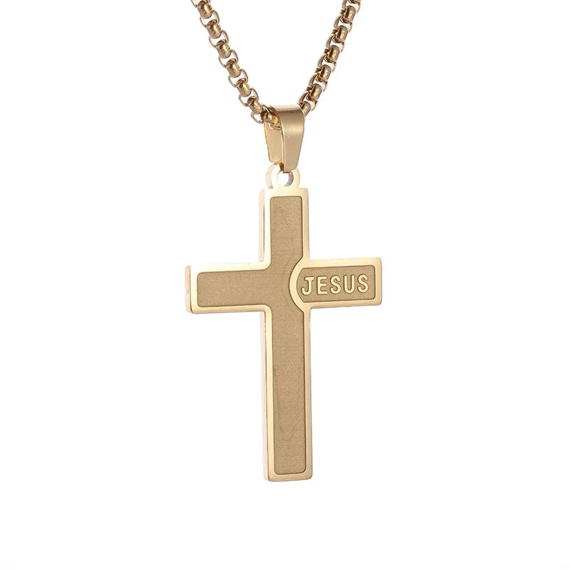 Vintage Christian Ice Crystal Jesus Head Pendant Necklace for Men and Women Cross Catholic Amulet Jewelry