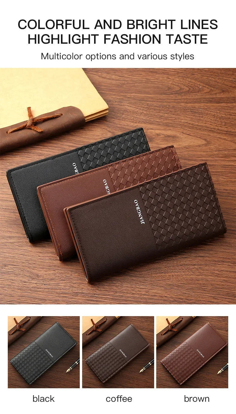 High-quality  Long Wallets for Men Brown Leather Rfid Blocking Bifold Slim Wallet Man Cash Envelope Zipper Coin Pouch  도매